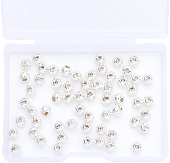 Silver Plated Round Spacer Beads 5mm 60pcs for Jewelry Making Findings Non Tarnish