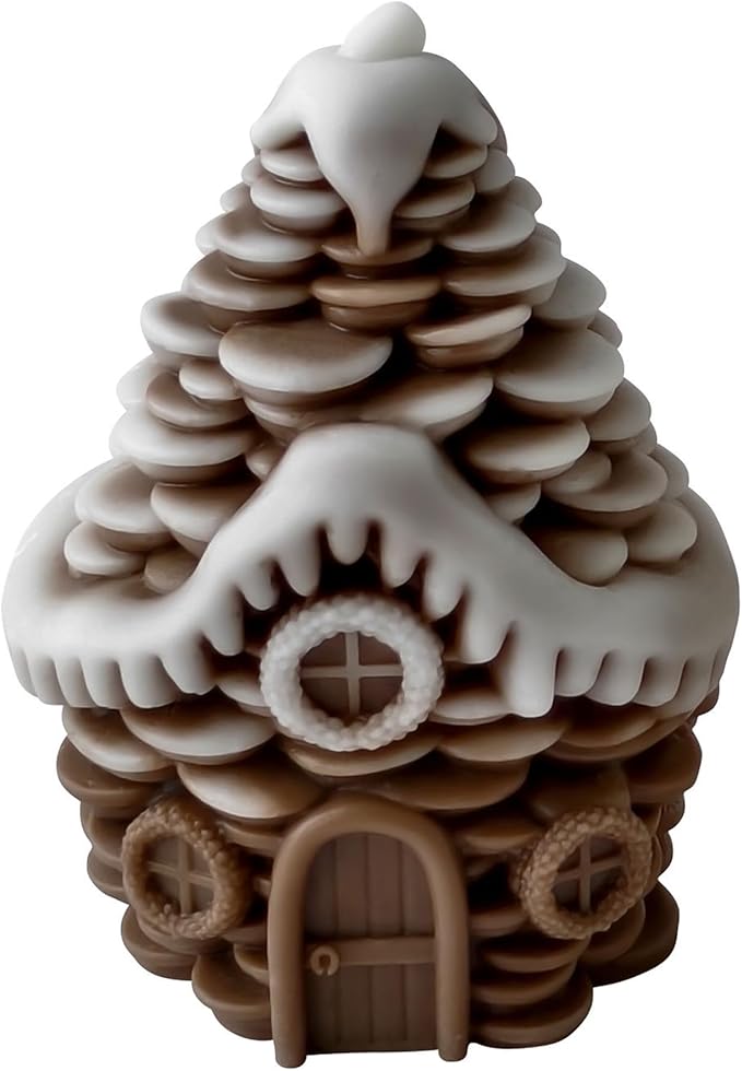 Pinecone House Christmas Cylinder Candle & Resin Mold - Resin Casting Silicone Molds for Home Decor & Candle Making Wave Spiral Mold