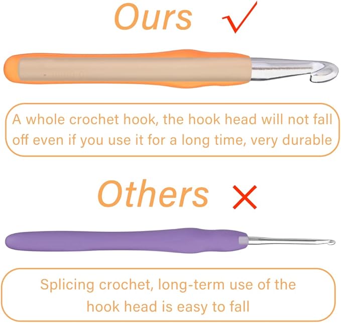 10 mm Crochet Hook, Ergonomic Handle for Arthritic Hands, Extra Long  Knitting Needles for Beginners and Crocheting Yarn (10 mm)