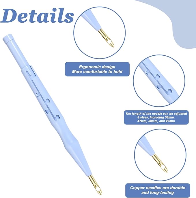 2 PCS Adjustable Embroidery Punch Needle Threader, Felting Threader Needle Pen Tool with Wire Guide for DIY Handmade Art Crafts, Stitching Applique Embellishment, Embroidery Rug, Rug Punch Tool