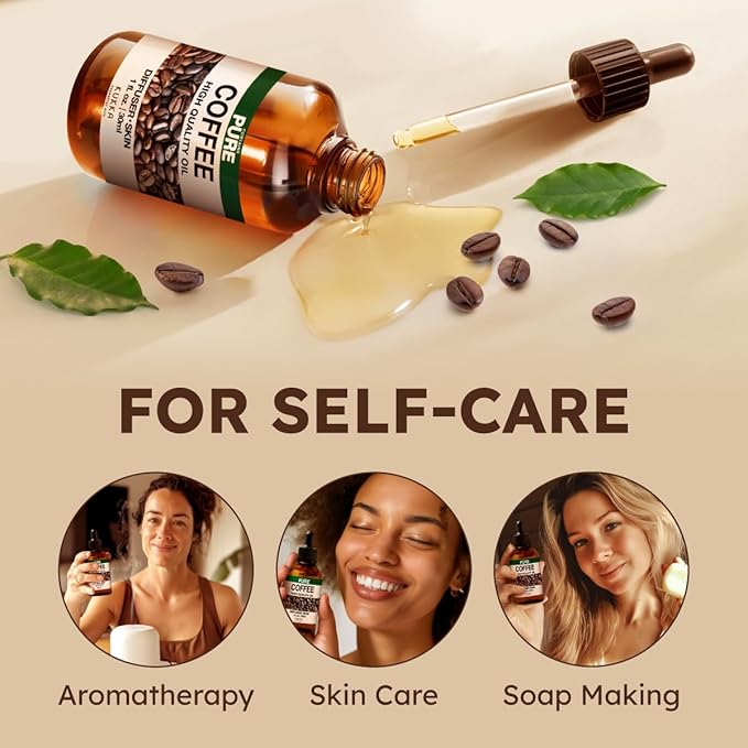 KUKKA Coffee Essential Oils - 1 Fl Oz - for Hair, Skin, Diffuser, Aromatherapy & DIY Soap Making Scent