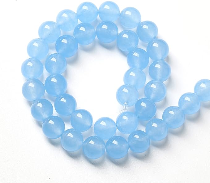 12MM 32PCS Blue Aquamarine Chalcedony Spacer Loose Beads for Jewelry Making DIY Bracelet Necklace