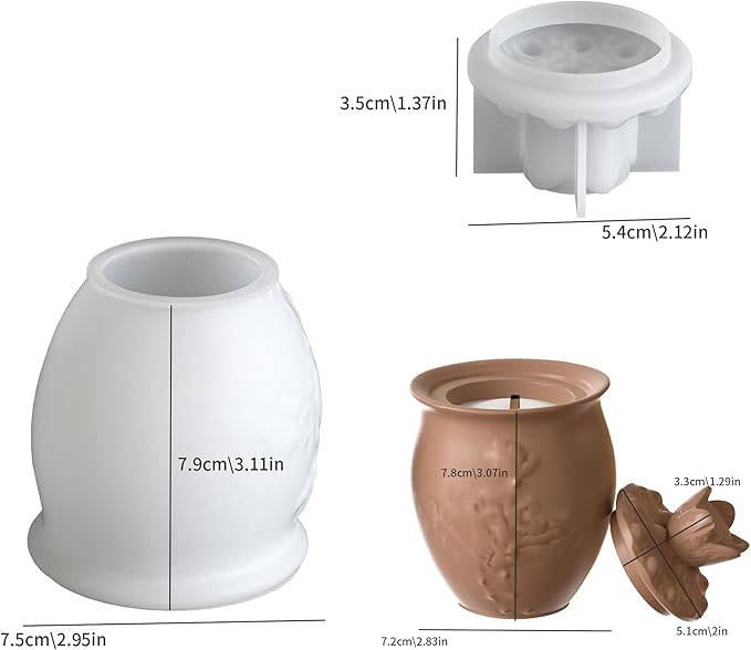 Lotus Jar Bottle Mold - Resin Casting Silicone Molds for Home Decor & Candle Making Wave Spiral Mold