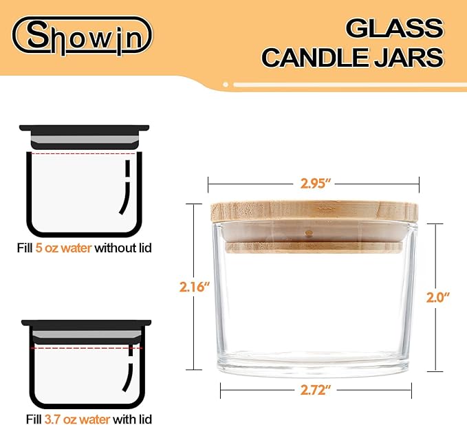 Thick Candle Jars for Making Candles 16 Pcs, 4 OZ Empty Jars with Wood Lids for Candle Making, Sample Container - Dishwasher Safe,Clear