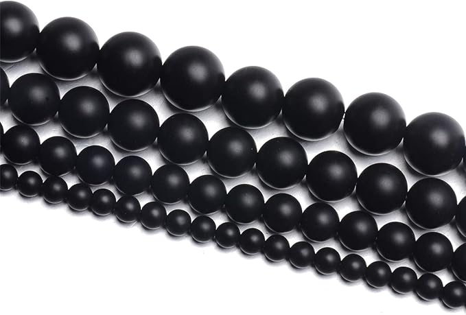 NCB Black Matte Onyx Beads 100pcs 8mm Round Gemstone Beads Spacer Charm Beads Natural Stone Loose Beads for Bracelet Necklace Jewelry Making 4mm 6mm 8mm 10mm (Matte Black Onyx, 8mm 100Beads)