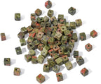 Natural Unakite Square Stone Beads 4x4mm 85pcs Cube Loose Semi Gemstone Beads for Jewelry Making Design
