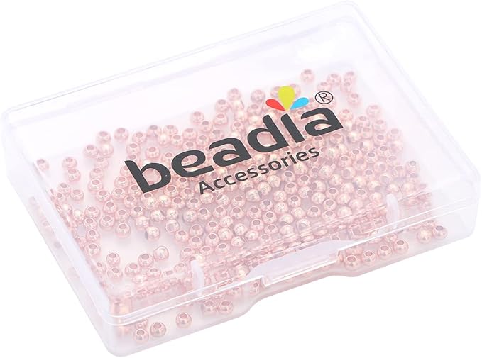 Rose Gold Plated Round Spacer Beads 3mm 300pcs for Jewelry Making Findings Non Tarnish