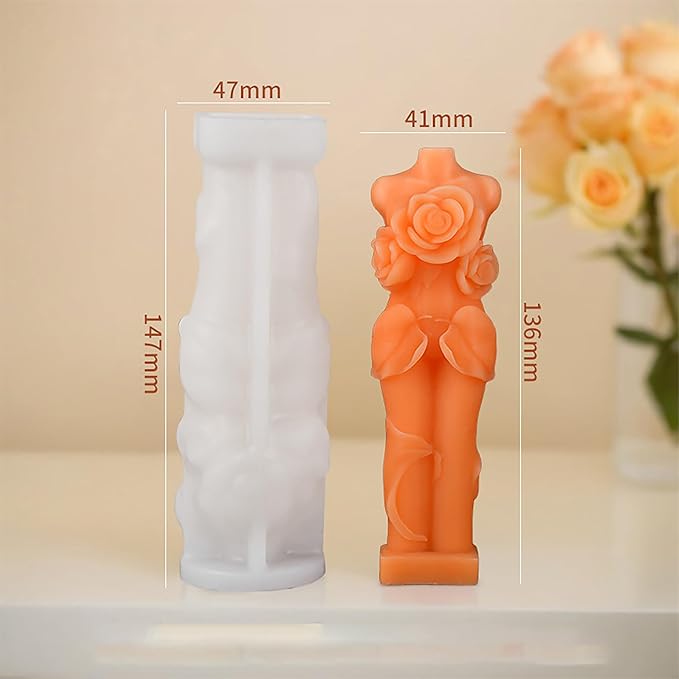 Silicone Flower Cylinder Mold - Rose Silicone Resin Casting Molds for Candle & Resin & Soap Craft Supplies