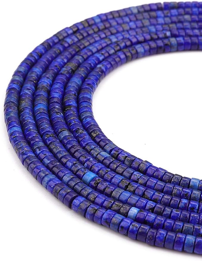 Natural Lapis Lazuli Spacer Beads Caps Loose Semi Gemstone for Beading Jewelry Making 4mmx2mm 38cm