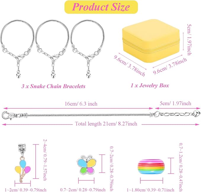 ONADEBY DIY Bracelet Kit with Beads & Charms - Friendship Jewelry Making Kit, A Perfect Birthday and Christmas Craft Gifts with Box Bag Packing (Yellow Colored)