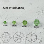 200pcs 6mm Bicone Glass Crystal Beads for Jewelry Making, Faceted Bicone Glass Spacer Beads for Bracelet Earring Necklace DIY Craft(Light Green)