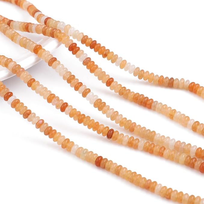 Natural Red Aventurine Spacer Beads Caps Rondelle Disk Loose Beads for Beading Jewelry Making 4mmx2mm 38cm