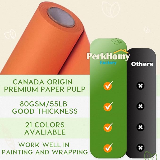 SMART&CASUAL 15" x 450" (37.5') Kraft Paper Roll for Art Craft Supplies Gift Wrapping Moving Packing Kids Painting Drawing Paint Easel Poster Chart Paper (OrangeRed, 15" W x 450" L (37.5'))