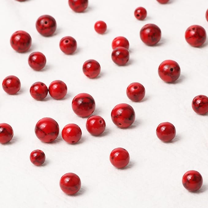 8mm Red Beads for Bracelets Turquoise Beads, Natural Stone Beads Gemstone Beads for Jewelry Making,DIY Bracelet Necklace 45pcs