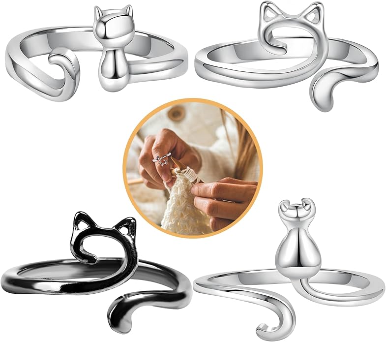 Namifin Crochet Ring for Fingure Adjustable Crochet Tension Ring Yarn Tension Rings Easy Crocheting Crochet Accessories Mother Grandma Thanksgiving Presents