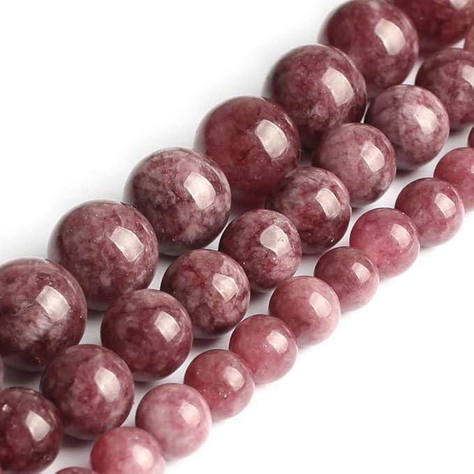 35pcs 10mm Natural Stone Beads Lepidolite Beads Crystal Gemstone for Jewelry Making, DIY Bracelet Necklace