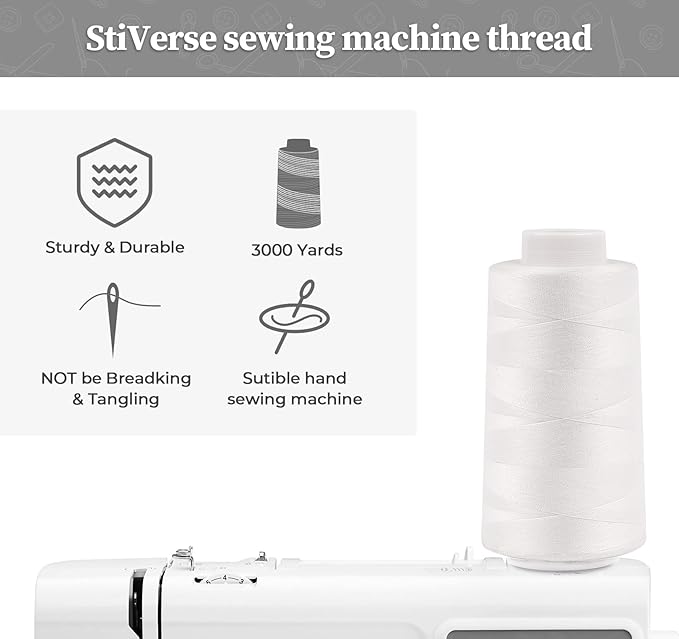 Serger Thread 4 Cones 3000 Yards Each Spool All Purpose Polyester Thread 40S/2 for Sewing, Serger, Overlock, Quilting, Piecing - Black+White