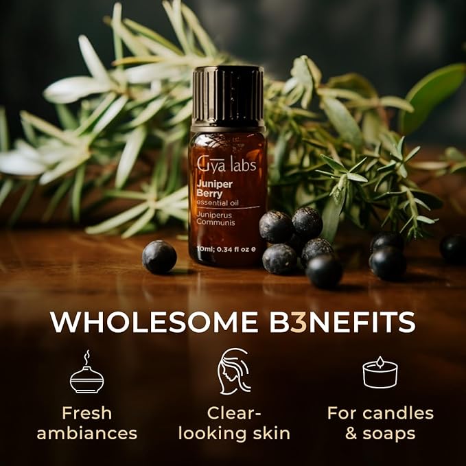 Gya Labs Juniper Berry Essential Oil - 0.34 Fl Oz - for Hair, Skin, Diffuser, Aromatherapy & DIY Candle Making Scent