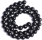 8mm 51pcs Natural Black Agates Onyx Stone Beads Smooth Round Loose Spacer Beads for Jewelry Making DIY Bracelets 15"