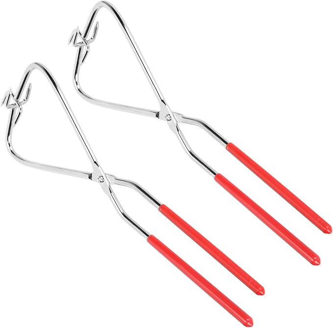 Kodrily Dipping Tongs Glazing Tools, 2Pcs Ceramic Glazing Tongs, Stainless Steel Sculpting Tongs with Rubber Handle, Pottery Clay Glaze Clamps Ceramic Glazing Tools for Kiln Clay