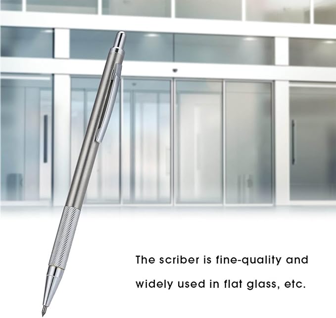 2-Color Glass Cutting Tool for Jewelry and Metal, Carbide Scriber Engraver Pen for Lettering and Engraving, Silver Version