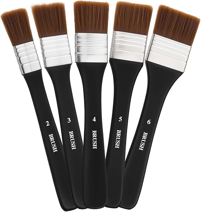 5 Pcs Wide Flat Paint Brushes, Art Brushes for Acrylic Painting Soft Painting Brushes Assorted Sized Craft Brushes Nylon Chip Brushes Artist Varnish Brush Art Paintbrush Sets for Oil Canvas Gesso