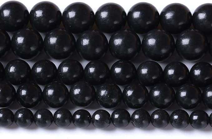 120PCS 6MM Natural Stone Shungite Beads Crystal Loose Beads for Jewelry Making DIY Bracelet