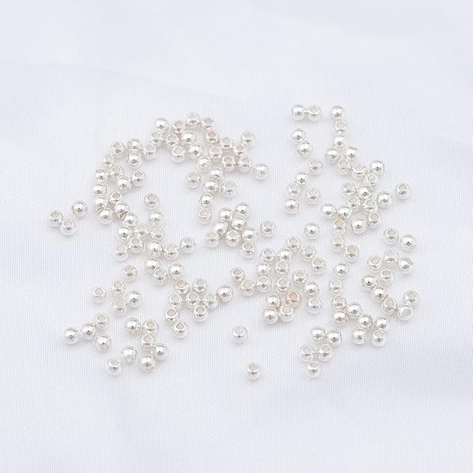 Silver Plated Round Spacer Beads 2mm 600pcs for Jewelry Making Findings Non Tarnish