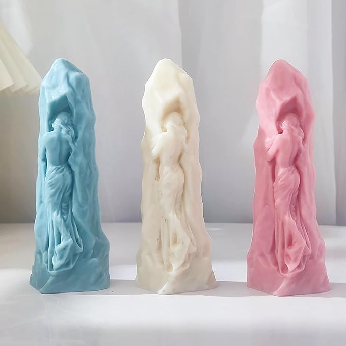 Stone Girl Stone Candle Portrait Resin Casting Resin Making Molds Silicone Mold for Candle Home Decorate Candle Making Mold 3D Animal Mold