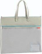 Pendancy Mesh Zipper Pouch A4 Size, Large Double Pocket Waterproof File Bag with Handle, 11x13.8 in Foldable Document Storage for Puzzle Project/Cross Stitch/Travel/Office（Advanced Green）