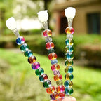 100 PCS Assorted European Beads with Copper Core Big Hole Glass Spacer No Copper Core Lampwork Colorful Beads Rhinestone Craft Beads for DIY Charm Bracelet Jewelry Making (Transparent Bicolor)