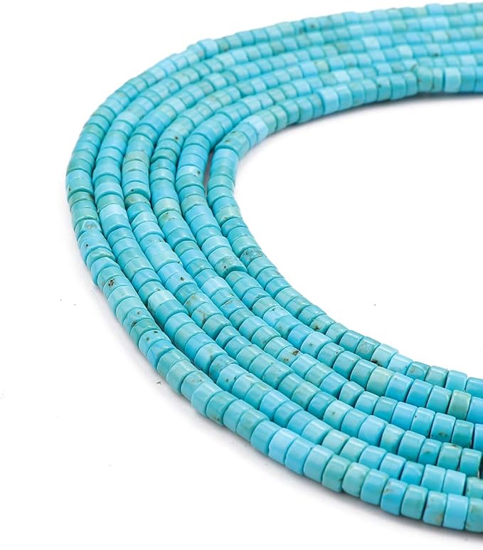 Natural Blue Turquoise Spacer Beads Caps Loose Semi Gemstone for Beading Jewelry Making 4mmx2mm 38cm