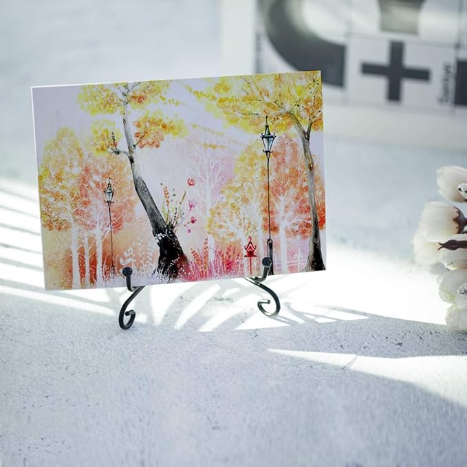 (4 pack)Iron Display Stand, Black Iron Easel Plate Display Photo Holder Stand, Displays Picture Frames, Decorative Plates, Tablets and Art 4 Inch