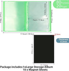 10 Pcs 0.3mm Magnet Sheets and 80 pockets/20 pages Storage Album for Stamp and Cutting Dies Storage Book Organizer Folder for Storage Die Cutting, DIY Scrapbooking Card Making Supplies (Green)