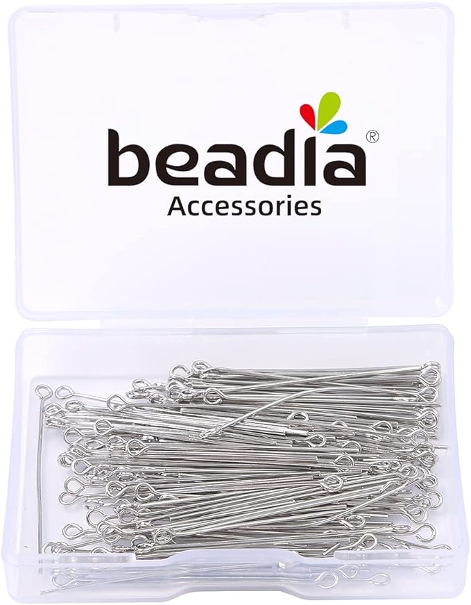 Platinum Plated Open Eye Pins Non Tarnish 40mm 150pcs for Jewelry Making Findings
