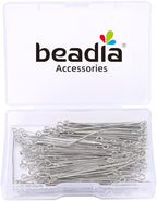 Platinum Plated Open Eye Pins Non Tarnish 40mm 150pcs for Jewelry Making Findings