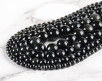 10mm 100pcs Natural Stone Beads Black Obsidian Round Genuine Stone Beading Loose Gemstone Hole Size 1mm DIY Charm Smooth Beads for Bracelet Necklace Earrings (Black Obsidian 10mm)
