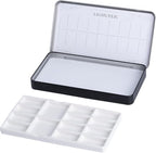 Travel Watercolor Palette,Portable Ceramic Palette with 14 Well,Metal Paint Box with Porcelain Palette(Blak Box)