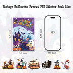 Transparent Halloween Scrapbook Stickers Book, 20 Sheets Diecut PET Stickers for Journaling, Purple Vintage Spooky Theme for Scrapbooking, Junk Journal Supplies, Planner, Bujo, Crafts Arts