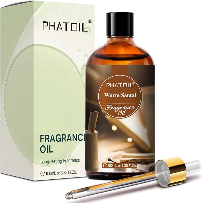 PHATOIL Warm Santal Fragrance Oils for Aromatherapy, 3.38FL.OZ Diffuser Oils for Home, Perfect for Aromatherapy, Humidifiers, Yoga, DIY Candle and Soap Making - 100ml
