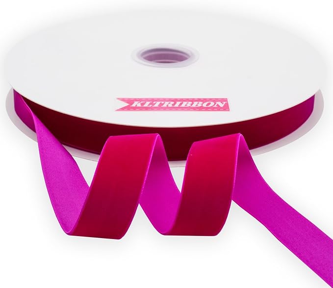 Nylon Single Face Velvet Ribbon,1 Inch X 25 Yards Spool (Shocking Pink)