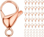 Mandala Crafts 17mm Rose Gold Color Stainless Steel Lobster Clasps for Jewelry Making - 25 PCs SS Lobster Claw Clasps with Jump Rings Jewelry Findings Kit for Necklaces Bracelets Charms Fasteners