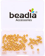 18K Gold Plated Round Spacer Beads 4mm 100pcs for Jewelry Making Findings Non Tarnish