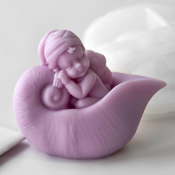 Baby Angel Molds Sleep Angel Resin Mold - Resin Casting Silicone Molds for Home Decor & Candle Making Wave Spiral Mold