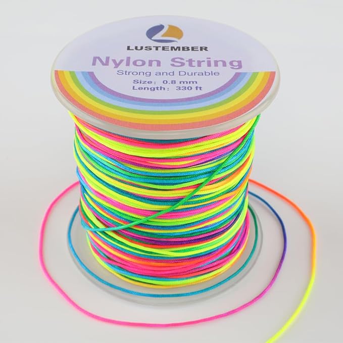 0.8mm Nylon String, Strong Bracelet String, Durable Nylon Cord for Jewelry Making, Bracelets, Beading, Necklaces, Rattail Braiding, Kumihimo, Wind Chimes, Blinds and Handicrafts