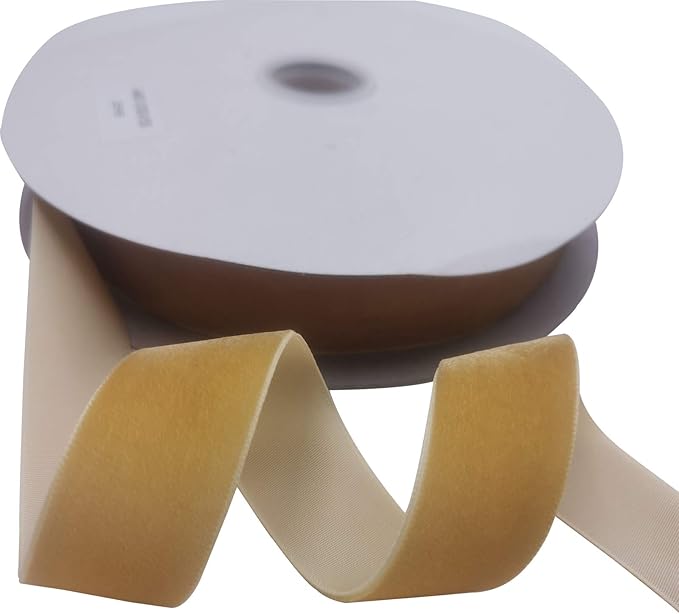 Nylon Velvet Ribbon Single Faced,1 Inch X 25Yards Spool (Gold)