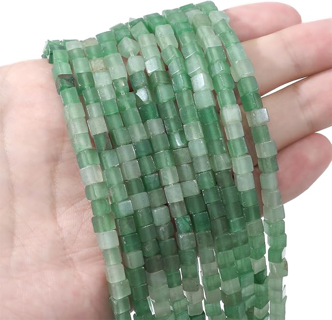 Natural Green Aventurine Square Stone Beads 4x4mm 85pcs Cube Loose Semi Gemstone Beads for Jewelry Making Design