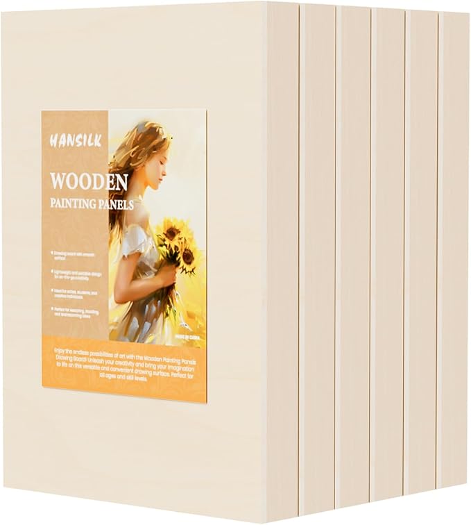 Wooden Art Panels for DIY Painting - Mother's Day Gifts, Christmas Crafts & Home Décor | 6x8 Inch Canvas Wood Boards, Unfinished Wooden Canvas for Adults & Kids (6-Pack)