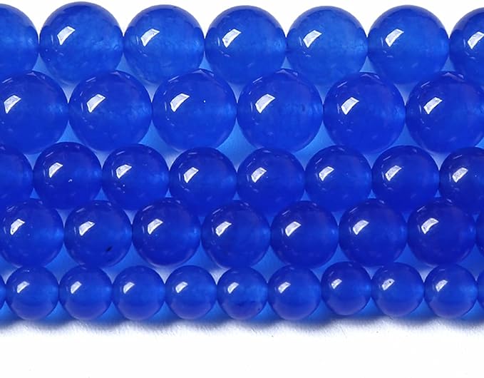 12MM 32PCS Deep Blue Chalcedony Natural Stone Loose Beads for Jewelry Making DIY Bracelet
