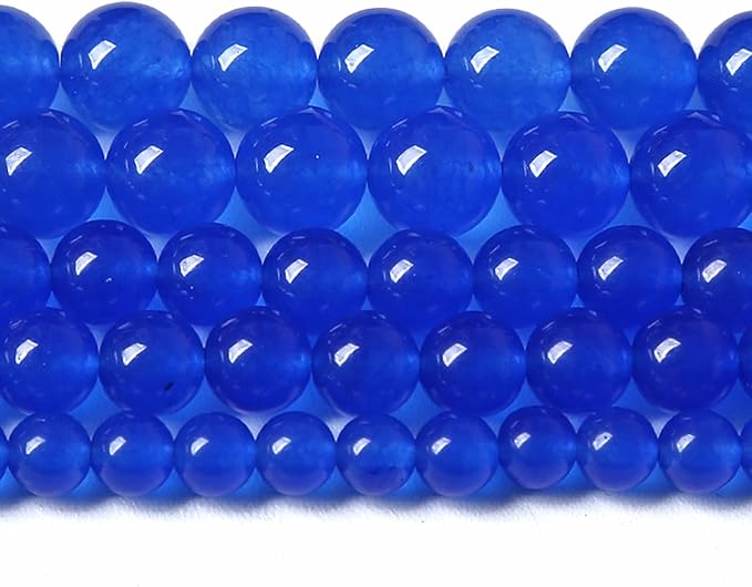 75PCS 10MM Deep Blue Chalcedony Natural Stone Loose Beads for Jewelry Making DIY Bracelet